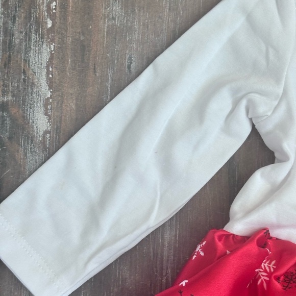 My 1st Christmas Red and White Long  Sleeve Casual Party Dress - Picture 4 of 8